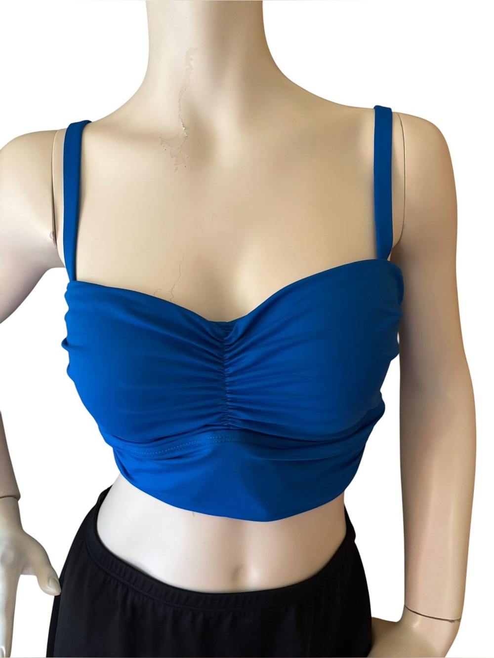 Lauren Ralph Lauren Cobalt Blue Bandeau Swim Top w Adjustable Straps, Size 14